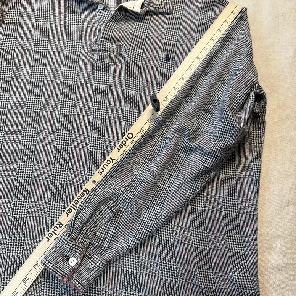 Vintage Polo Ralph Lauren long sleeve 100% cotton houndstooth polo shirt medium